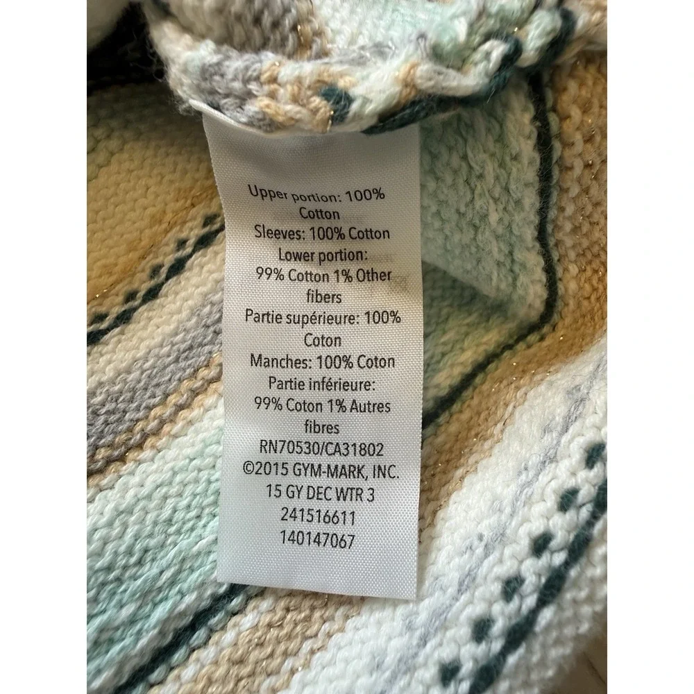 Gymboree All Spruced Up‎ Sweater Dress Sparkles Greens Gold Ruffle Collar Sz 3T
